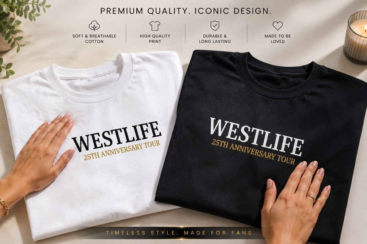 Westlife 25th Anniversary Tour T-Shirt Gold Metallic Print